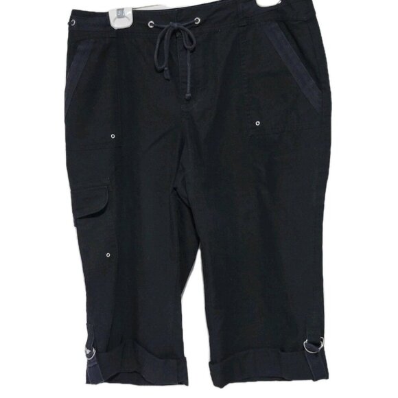 Christopher & Banks Pants - Christopher and Banks Capris 12 Women's Black Nautical Drawstring Tab Cuffs